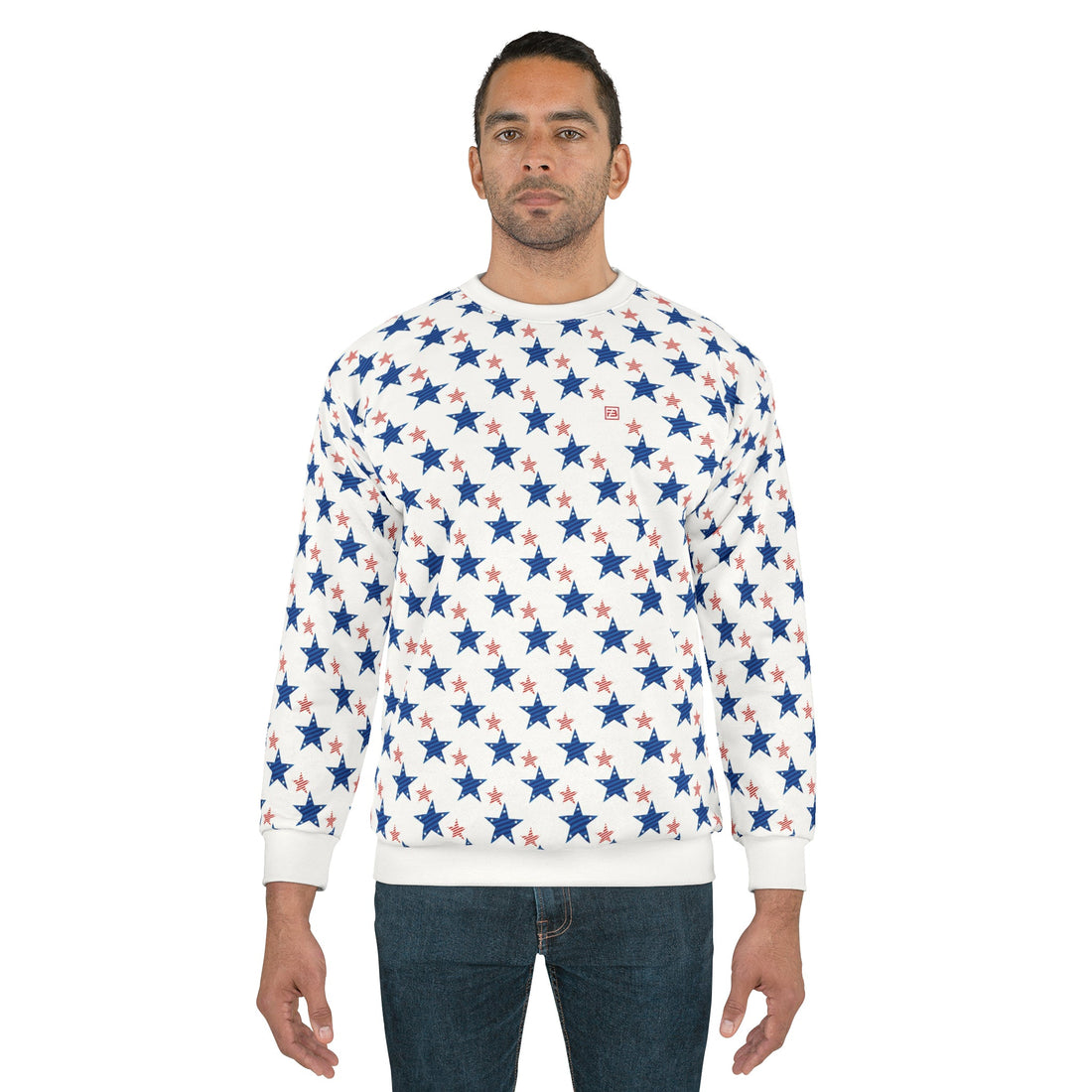 blue star allover print fb sweat